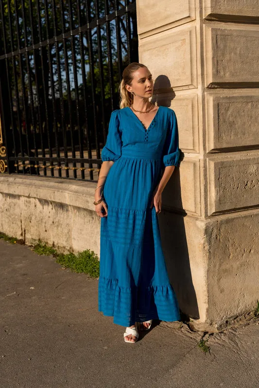 Taylor Long Dress in Openwork Cotton