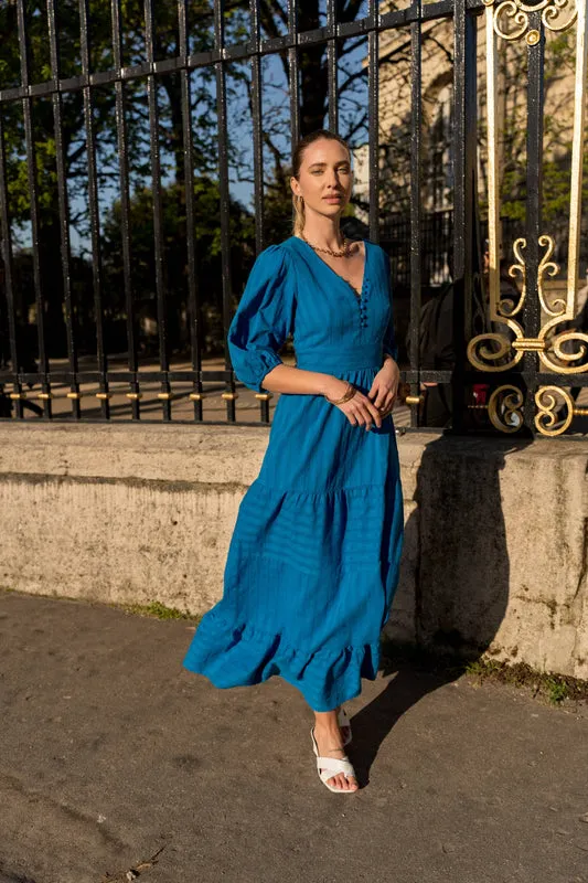 Taylor Long Dress in Openwork Cotton