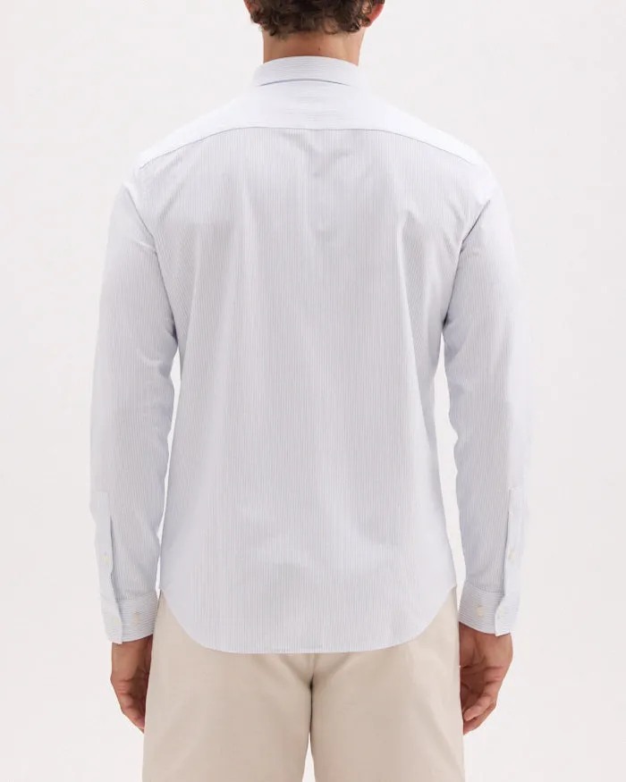 Theory Sylvian Structure Knit Shirt - White/Clear Sky