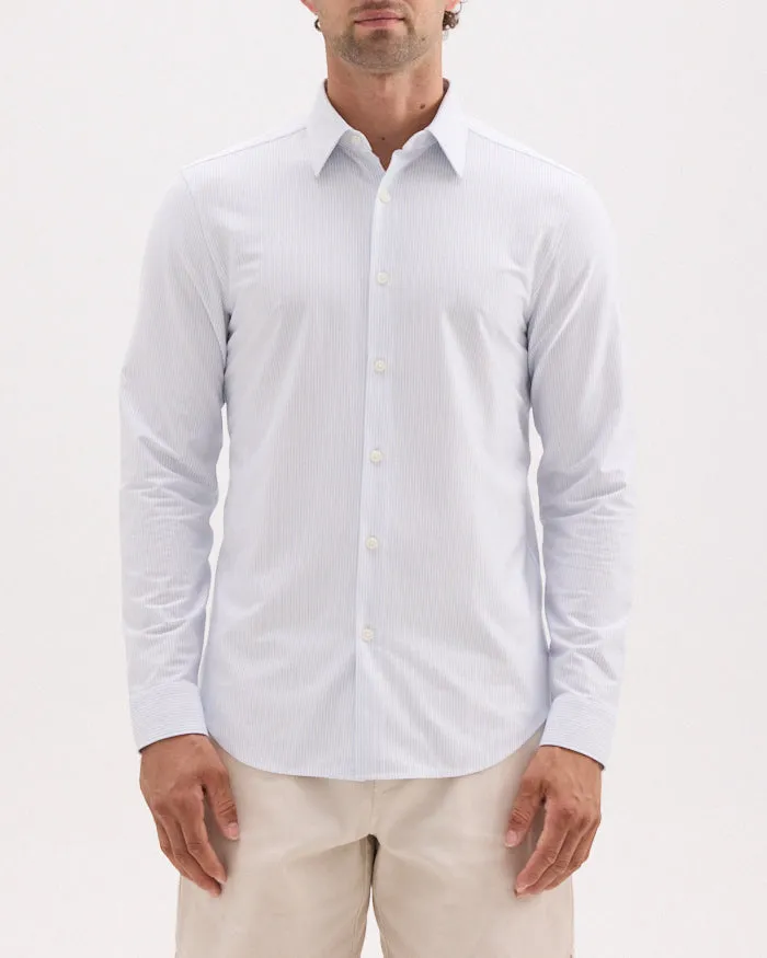 Theory Sylvian Structure Knit Shirt - White/Clear Sky