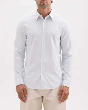Theory Sylvian Structure Knit Shirt - White/Clear Sky