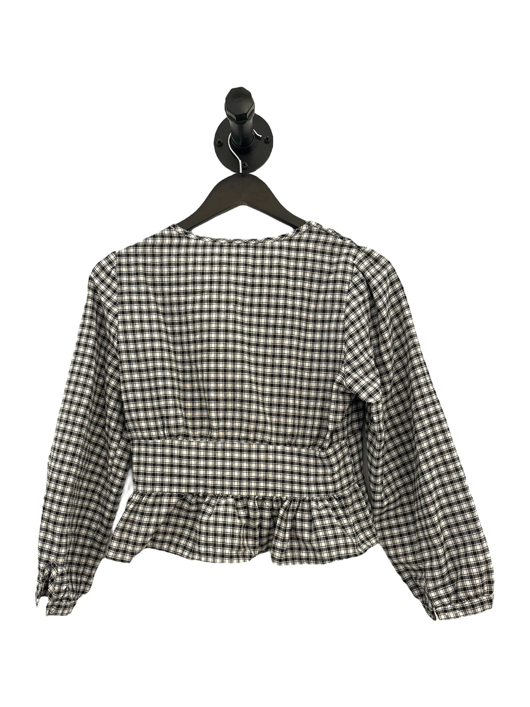 THRIFT- Gingham Long Sleeve Blouse - Medium