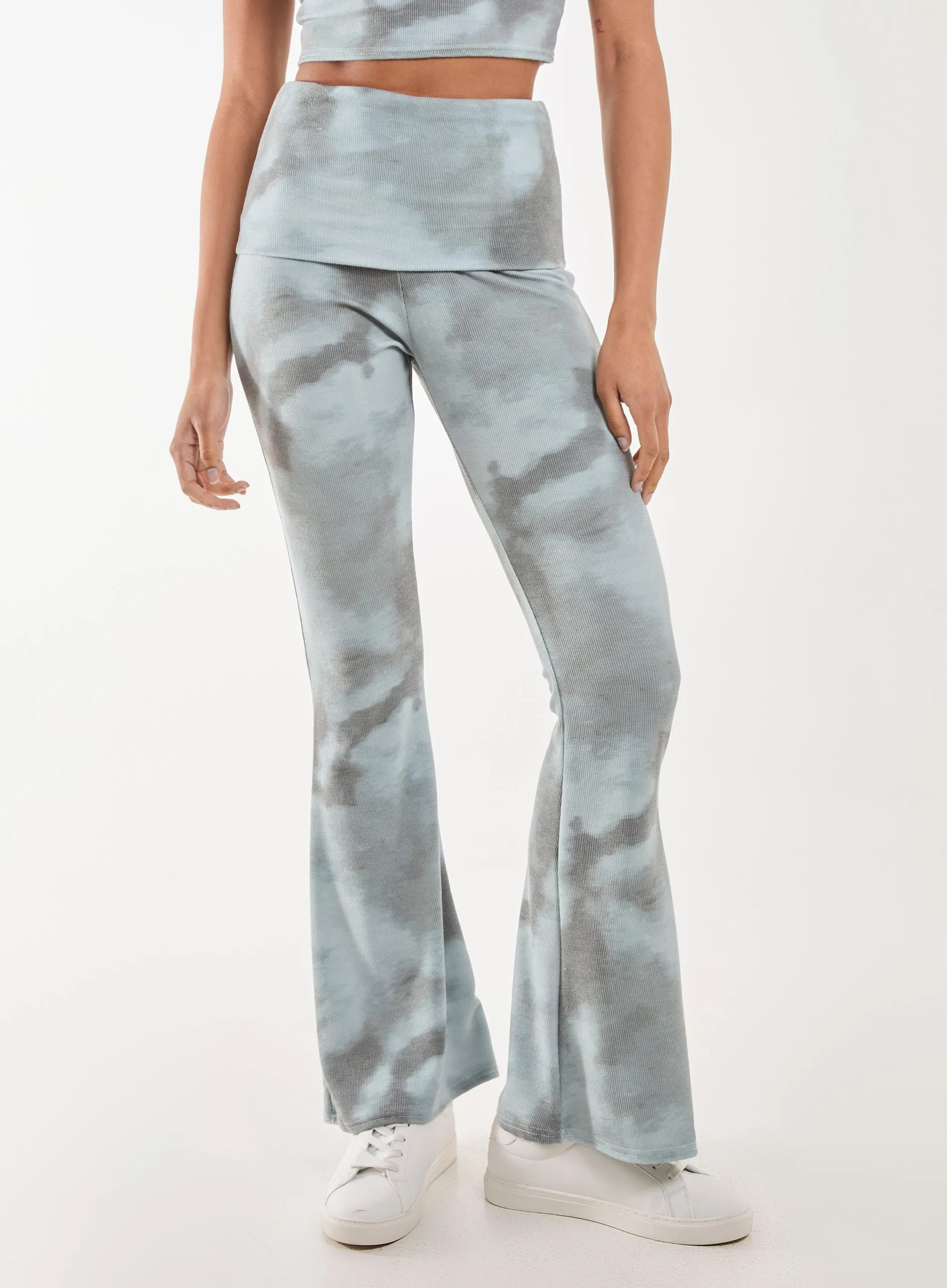 Tie Dye Rib Fold Over Flares