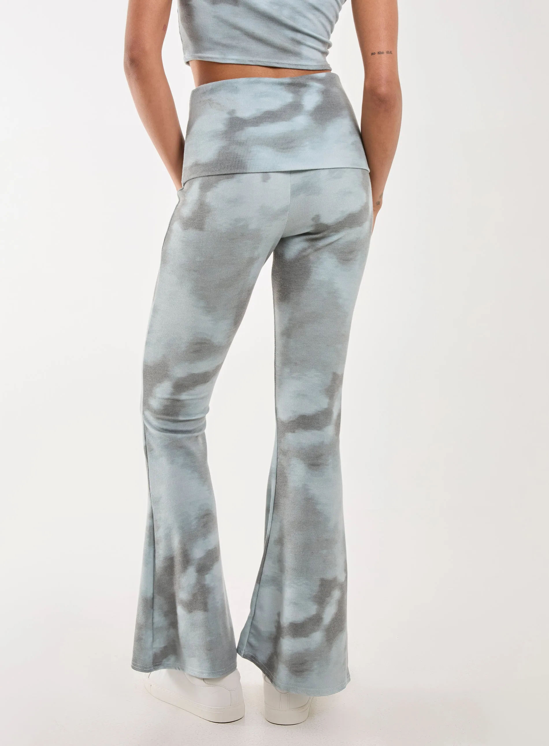 Tie Dye Rib Fold Over Flares