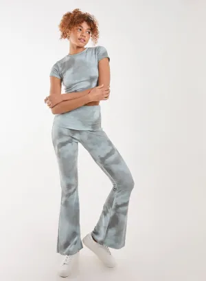 Tie Dye Rib Fold Over Flares