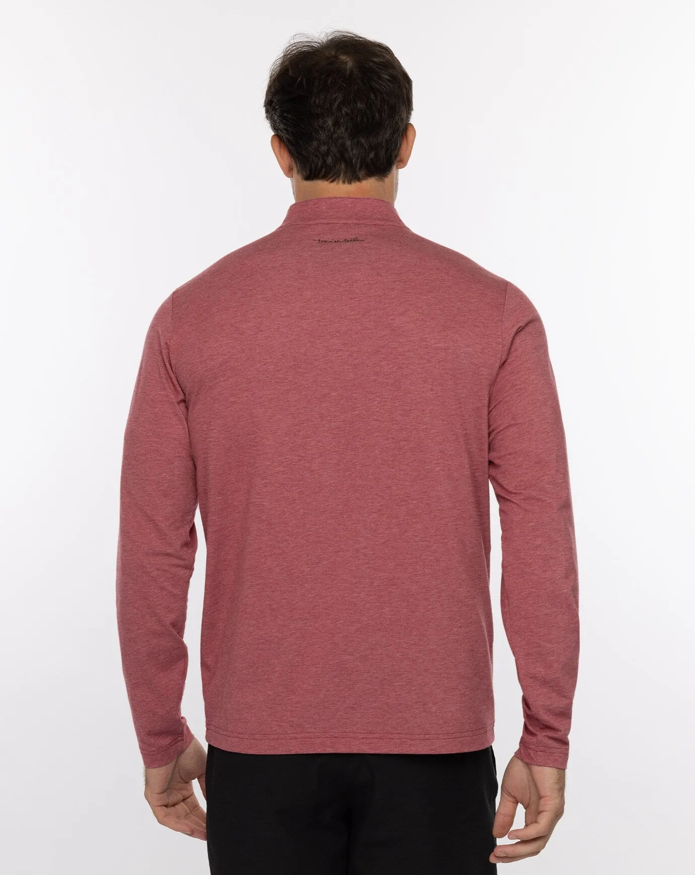 TRAVIS MATHEW MENS SUNSET SERENADE QUARTER ZIP PULLOVER - HEATHER EARTH RED