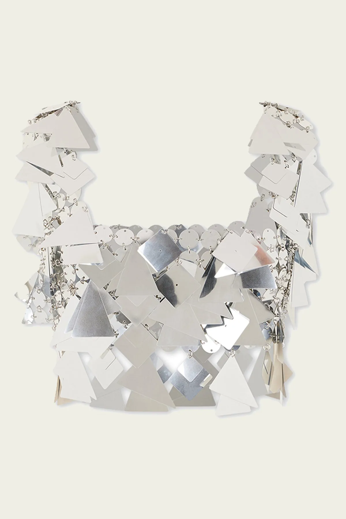 Triangle-Paillettes Metallic Top in Silver