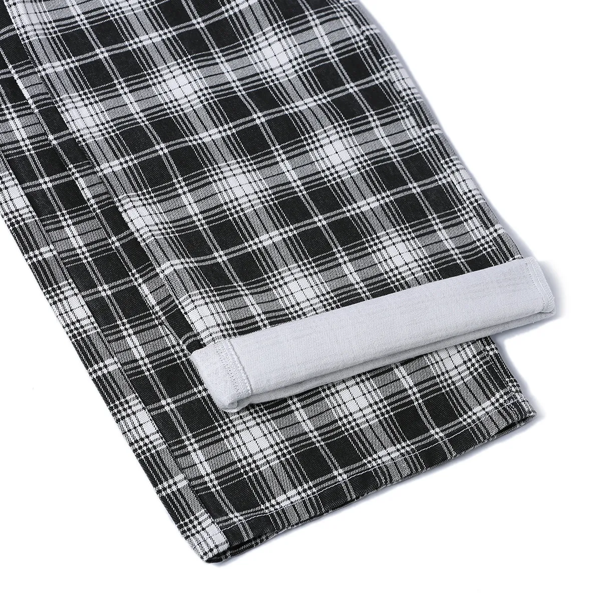 Unisex Straight Leg Plaid Trousers
