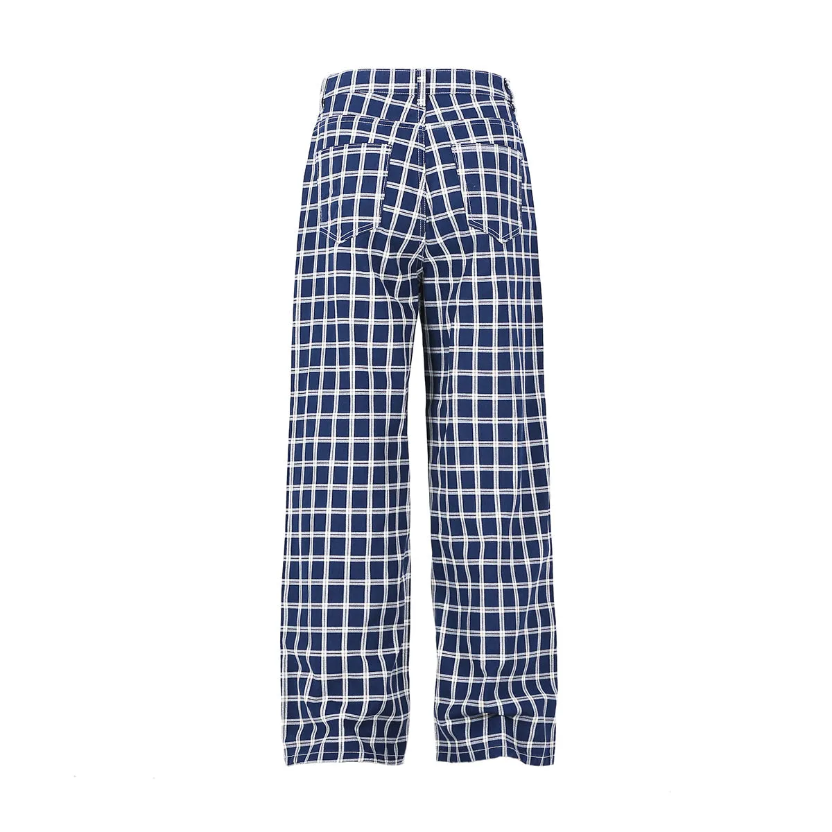 Unisex Straight Leg Plaid Trousers