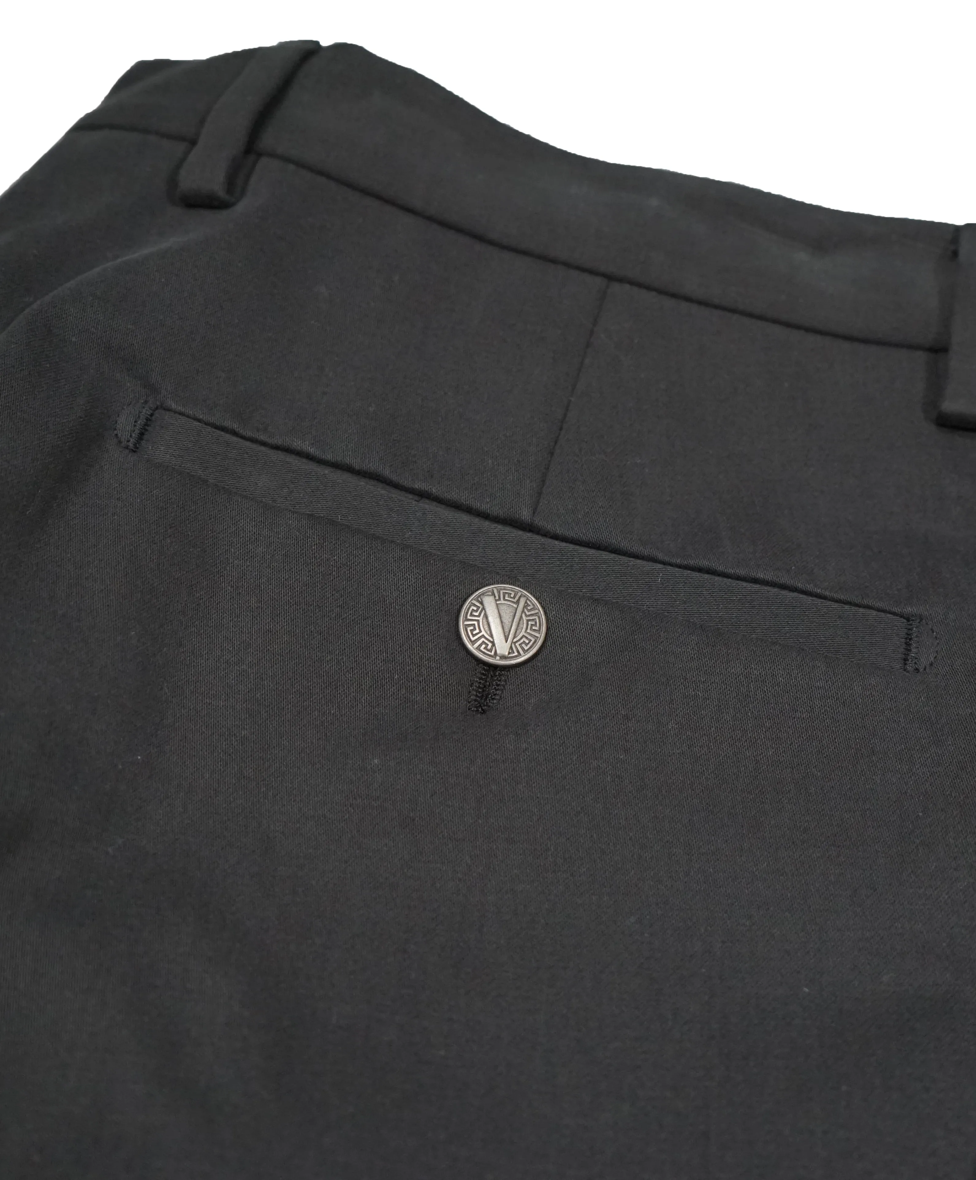 VERSACE COLLECTION -  Hunter Green Logo Button Cotton Pants - 36W