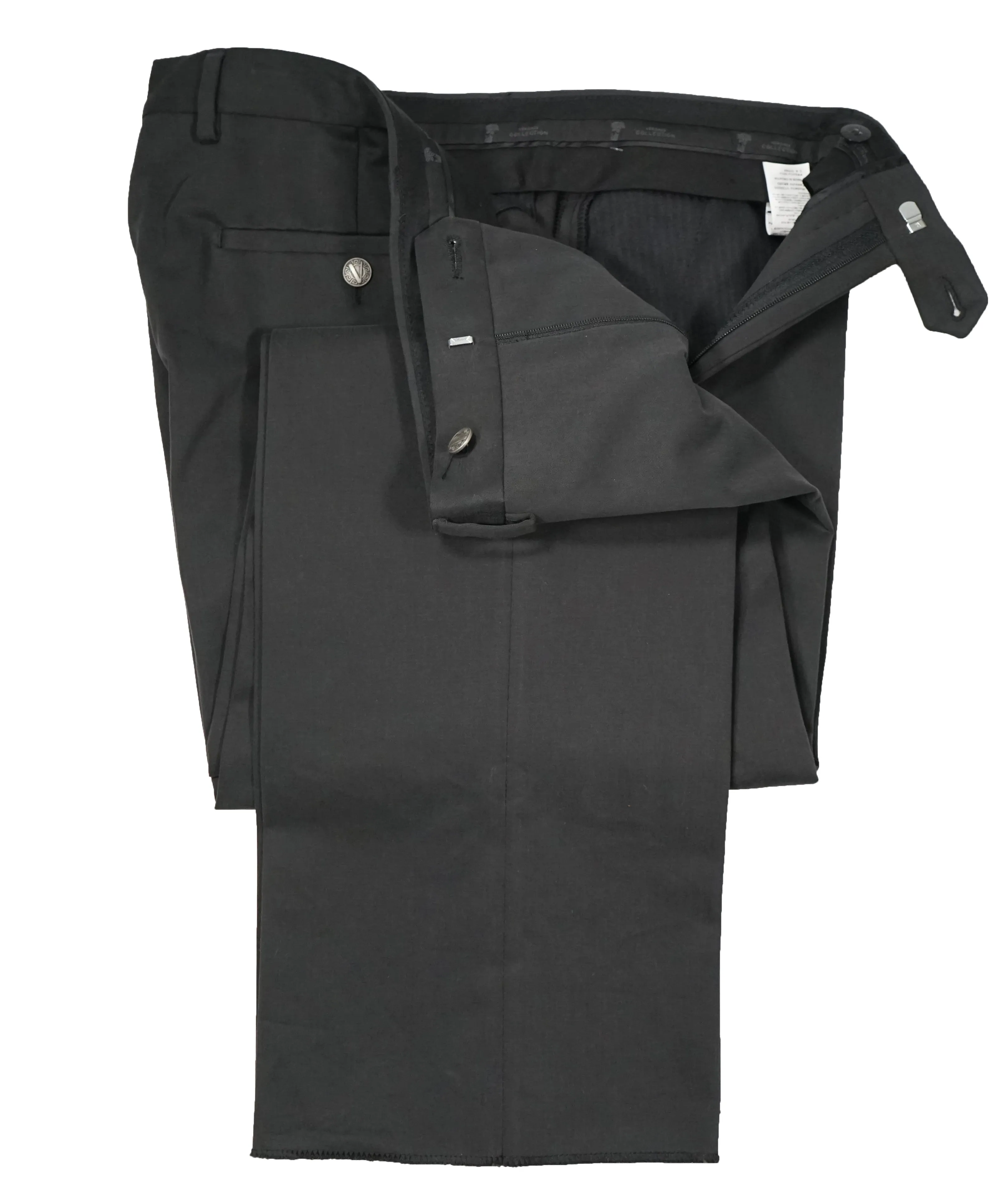 VERSACE COLLECTION -  Hunter Green Logo Button Cotton Pants - 36W