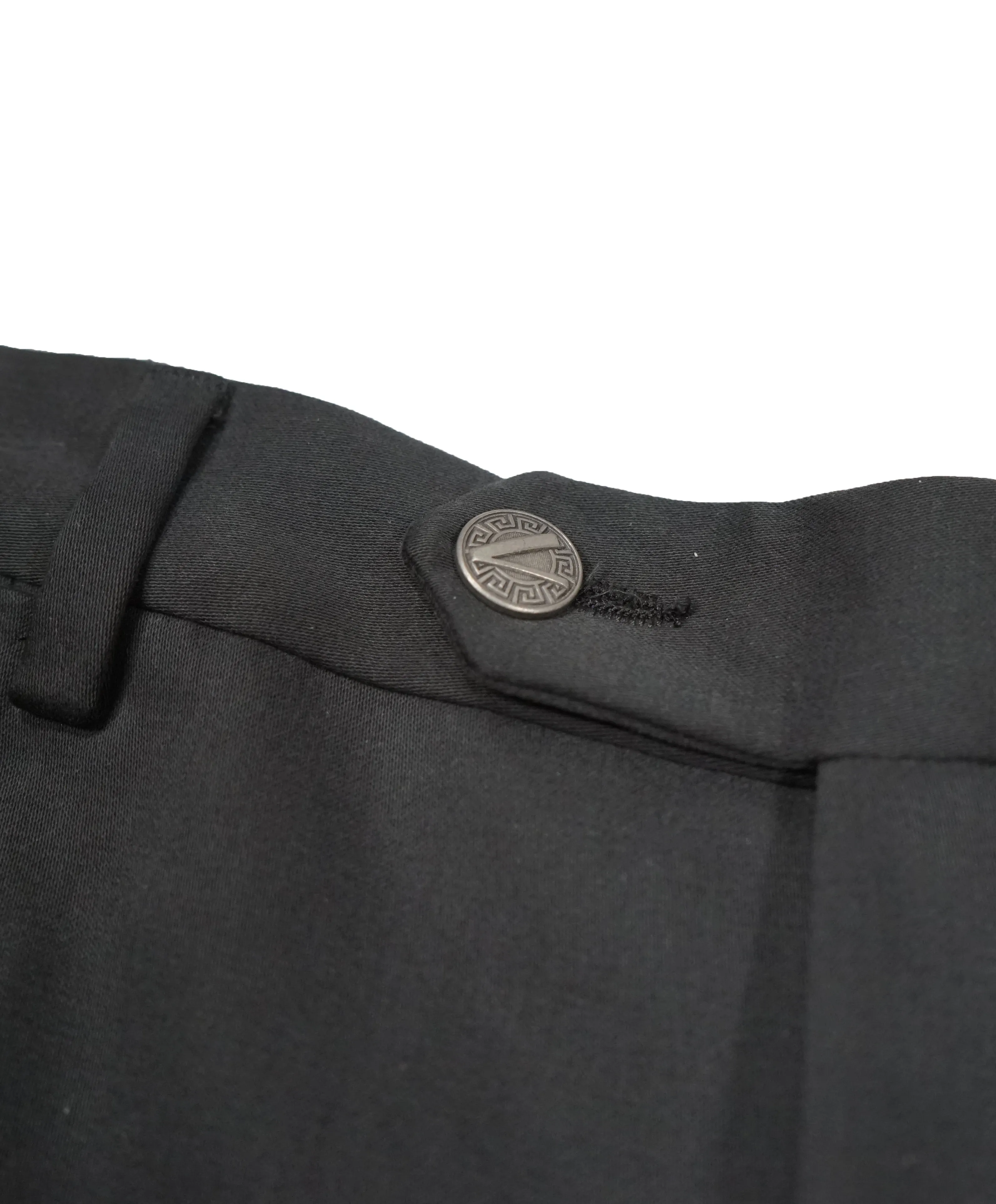 VERSACE COLLECTION -  Hunter Green Logo Button Cotton Pants - 36W