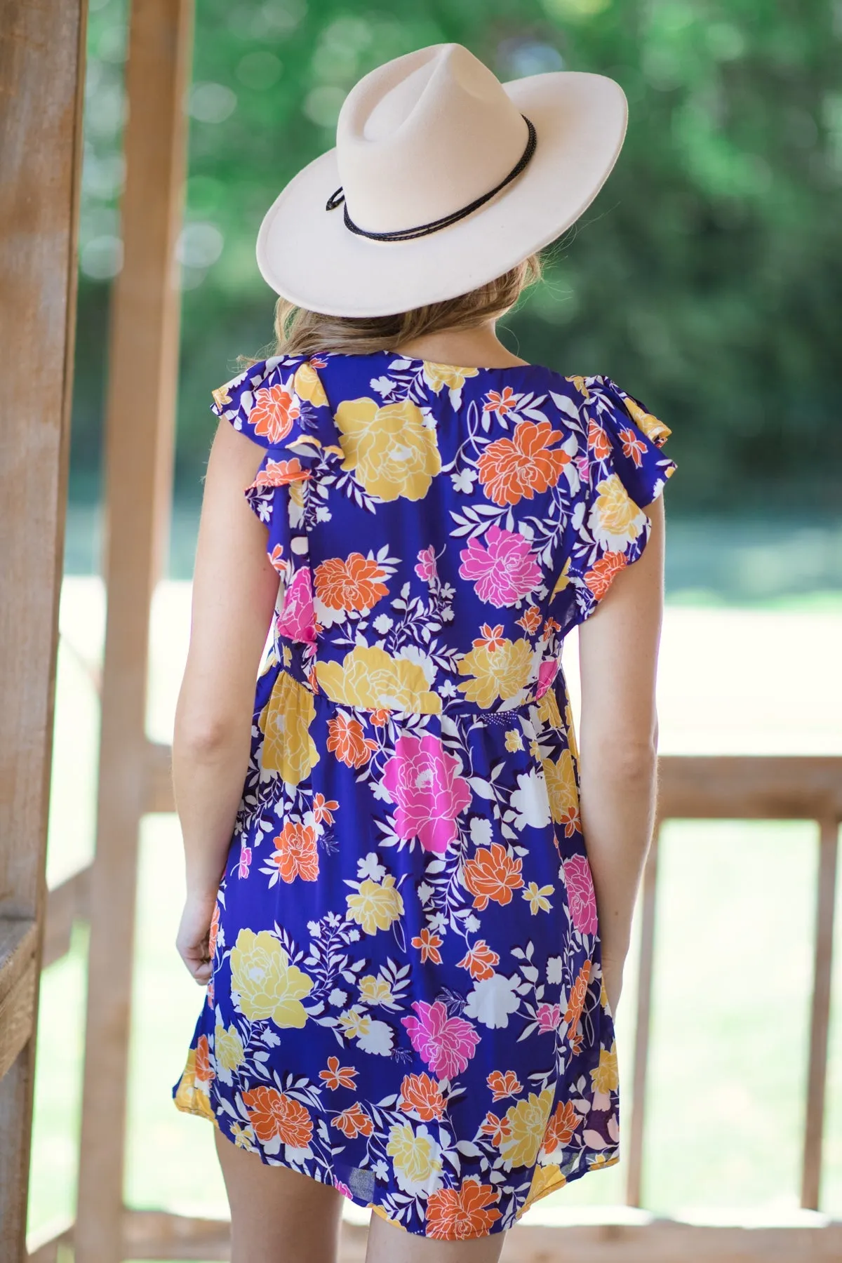 Violet Multicolor Floral Print Dress