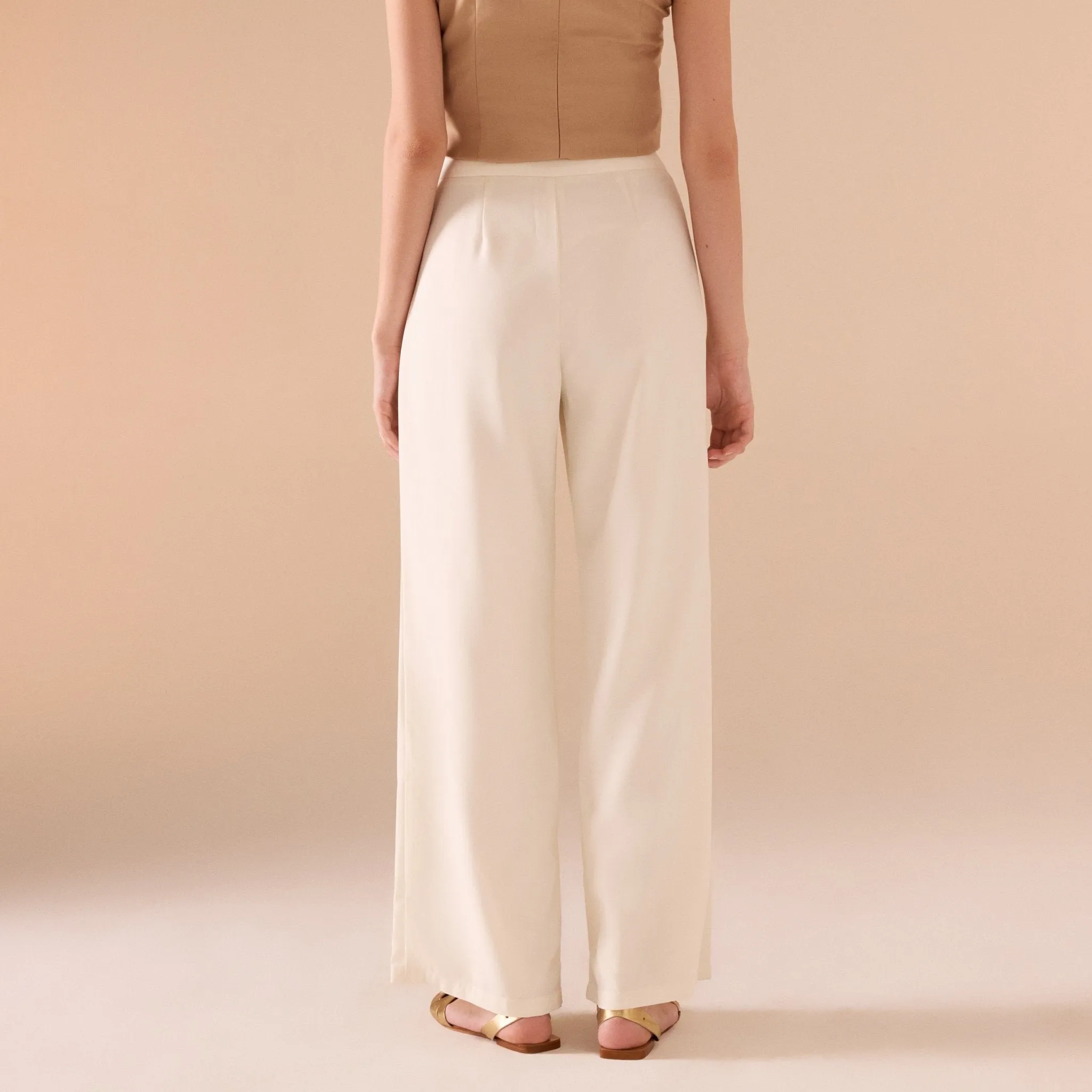 White High Waist Pleated Trouser