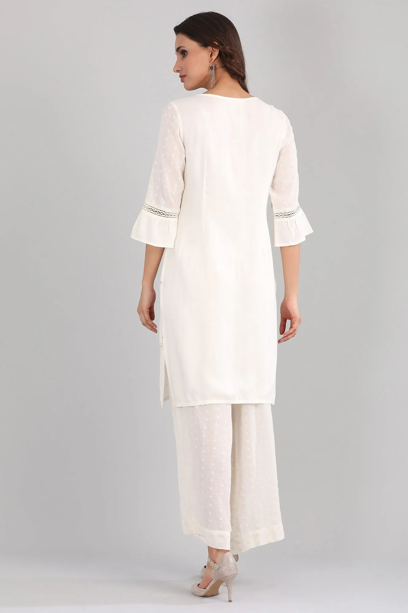 White Round Neck kurta Set
