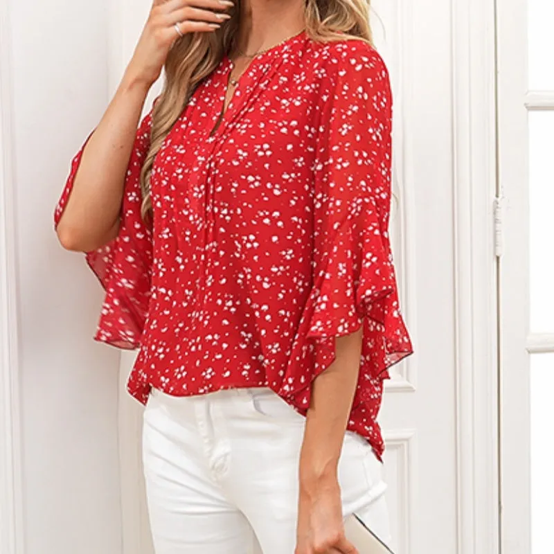 Women's 3/4 Sleeve Chiffon Blouse – Elegant Business Casual Top