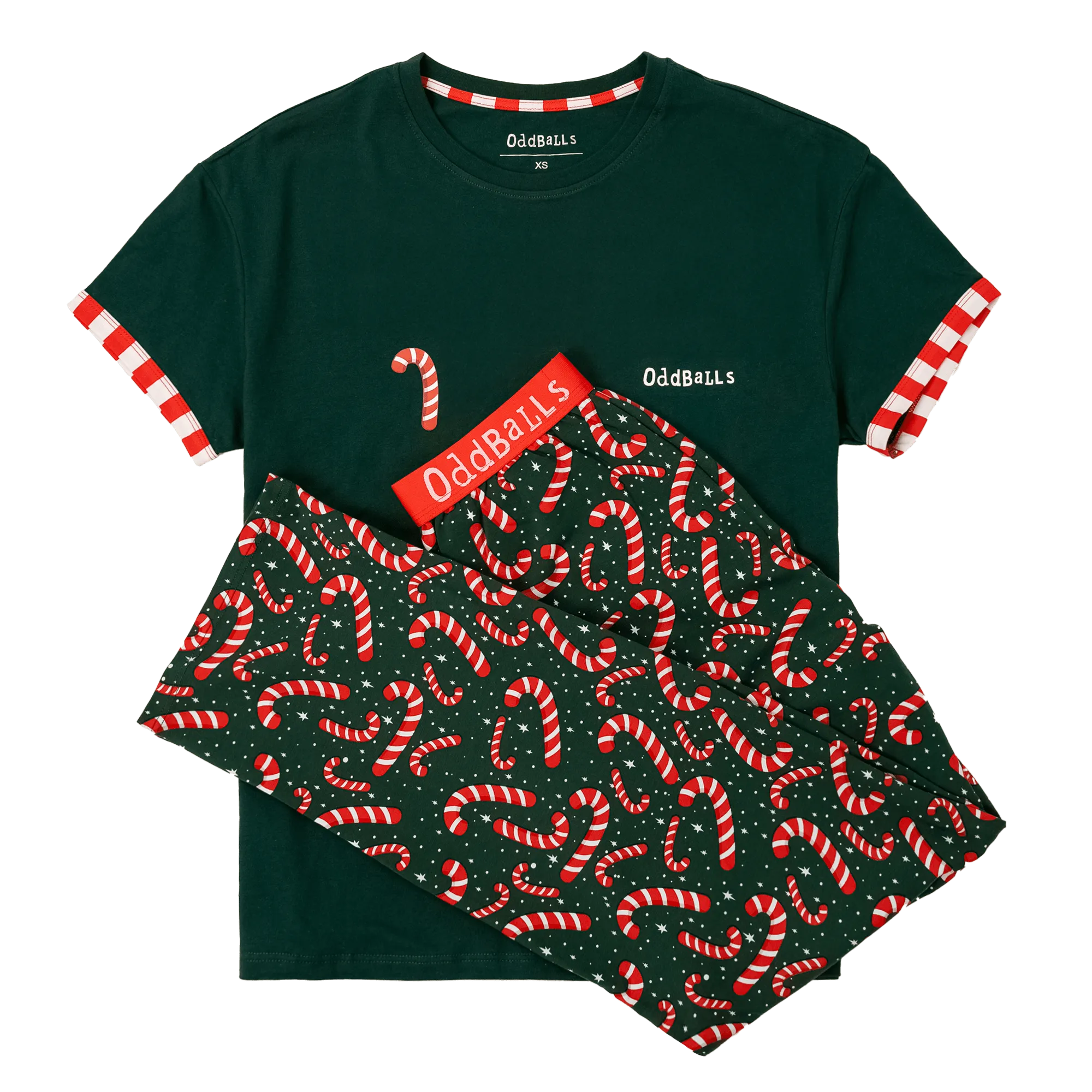 Womens Long Pyjamas - Candy Canes - Trousers & T-Shirt