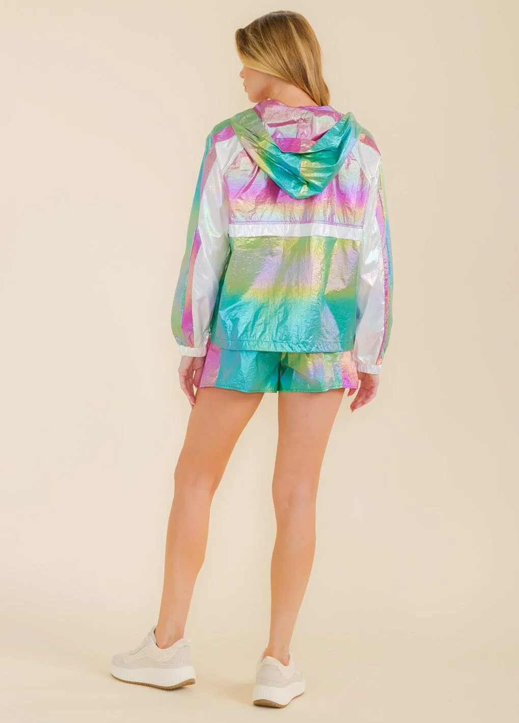 WOMEN'S LONG SLEEVE COLORBLOCK METALLIC PULLOVER TOP