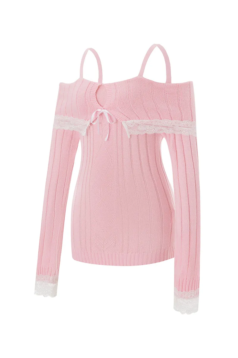 WT3079 Off Shoulder Straps Sweater Outerwear