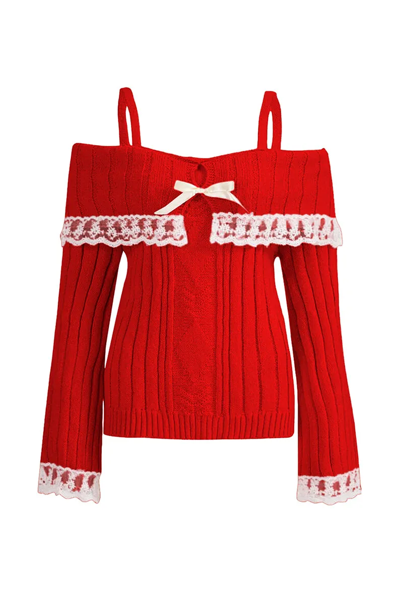WT3079 Off Shoulder Straps Sweater Outerwear