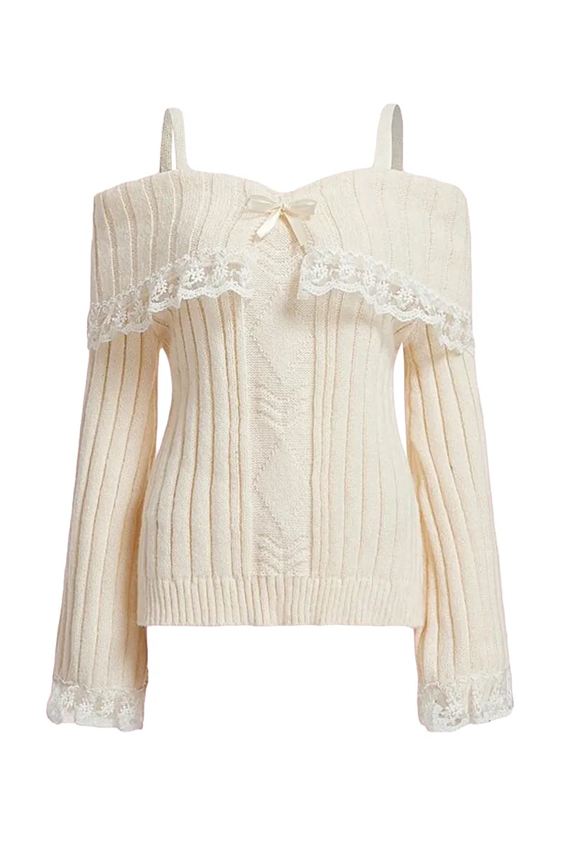 WT3079 Off Shoulder Straps Sweater Outerwear