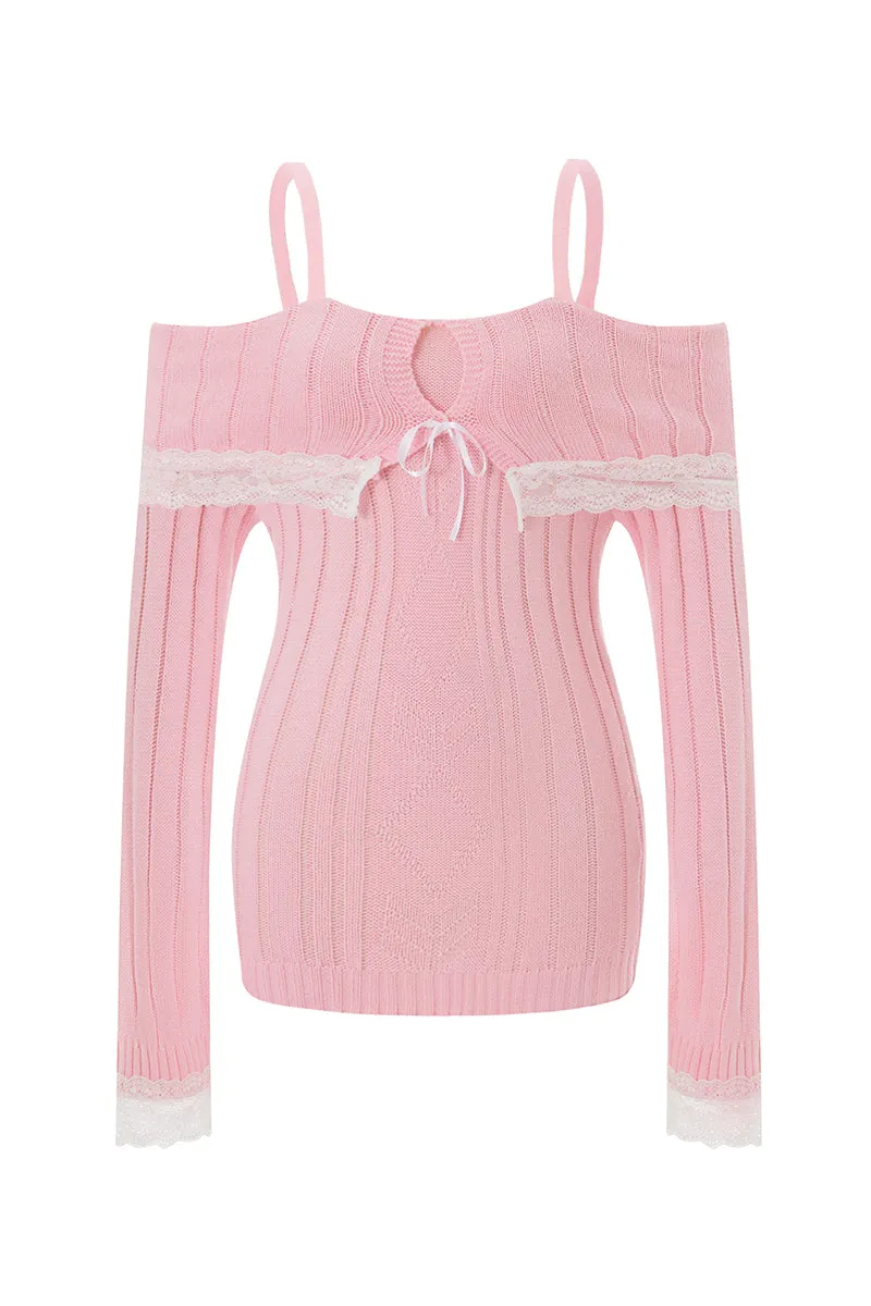 WT3079 Off Shoulder Straps Sweater Outerwear