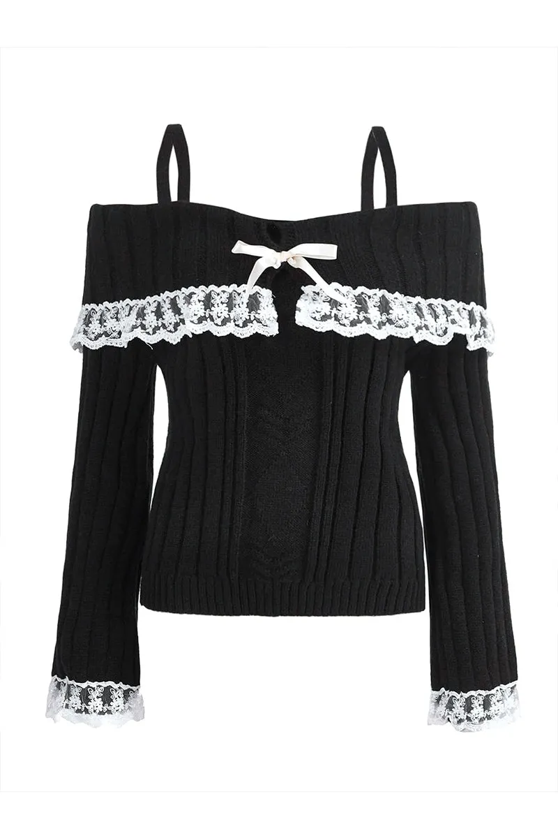 WT3079 Off Shoulder Straps Sweater Outerwear