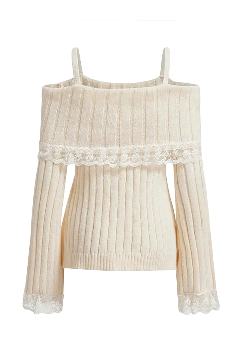 WT3079 Off Shoulder Straps Sweater Outerwear
