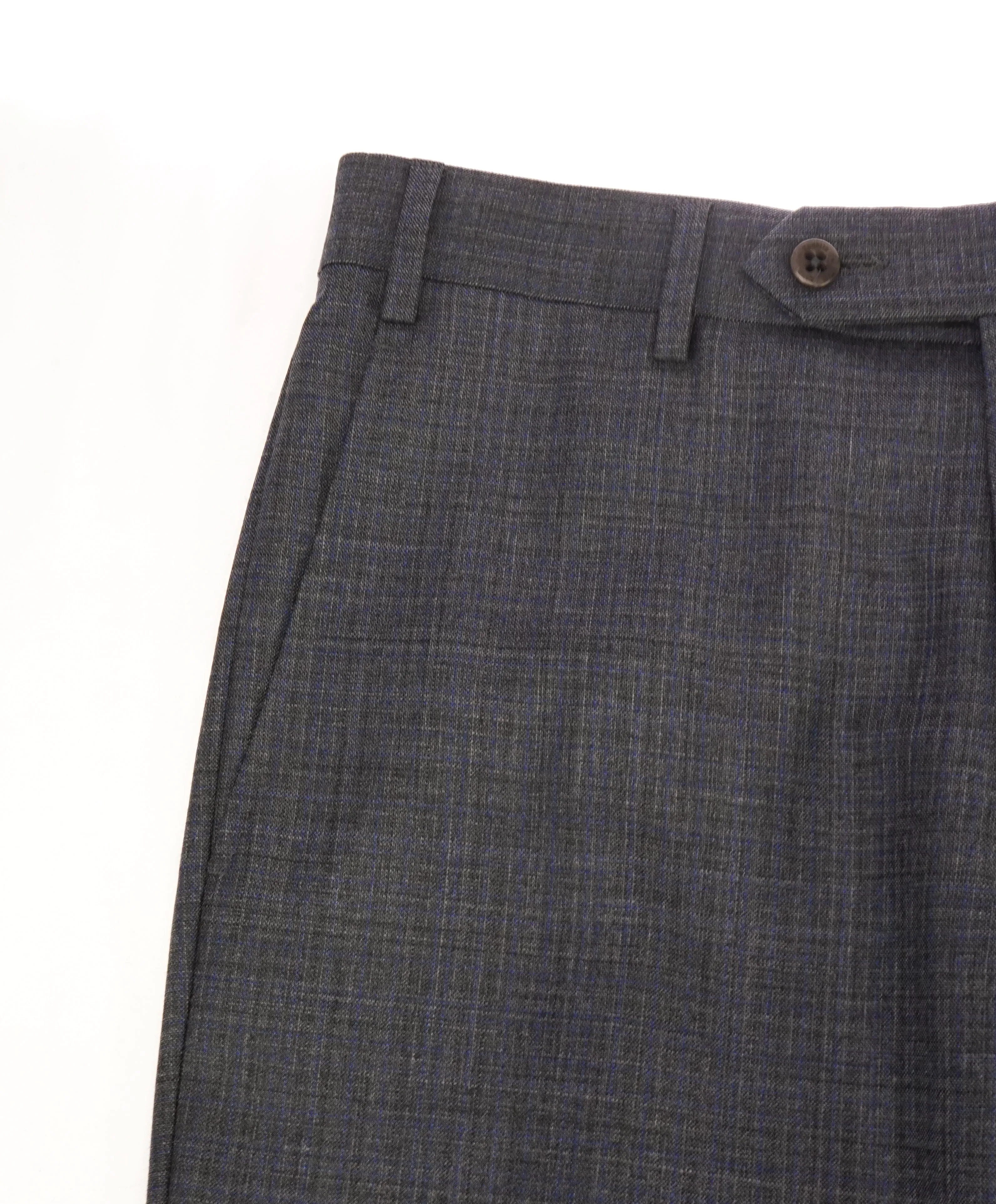 ZANELLA - “DEVON” Gray & Blue Cross Check Wool Flat Front Pants - 32W